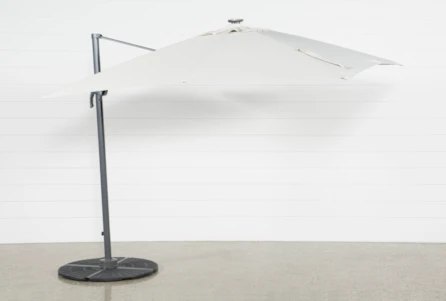 Outdoor Cantilever Beige Umbrella With Lights, Speaker And Base