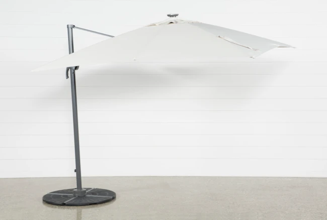 Cantilever Outdoor Beige Umbrella With Lights And Speaker   - 360