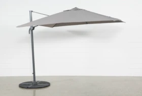 Outdoor Cantilever Grey 13' Umbrella With Base