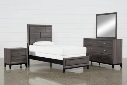Finley Grey Twin 4 Piece Bedroom Set
