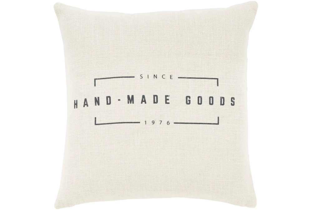 20X20 Cream Grey Handmade Goods Throw Pillow