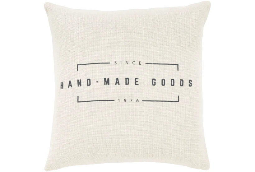 20X20 Cream Grey Handmade Goods Throw Pillow - 360