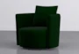 Twirl 37" Swivel Green Velvet Accent Chair - Side