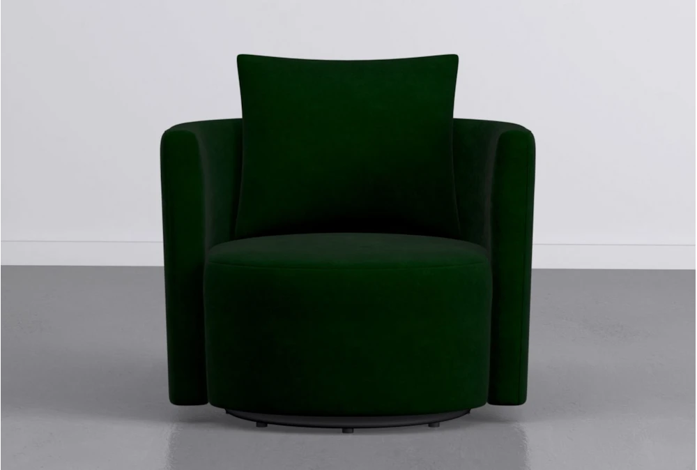 Twirl 37" Swivel Green Velvet Accent Chair