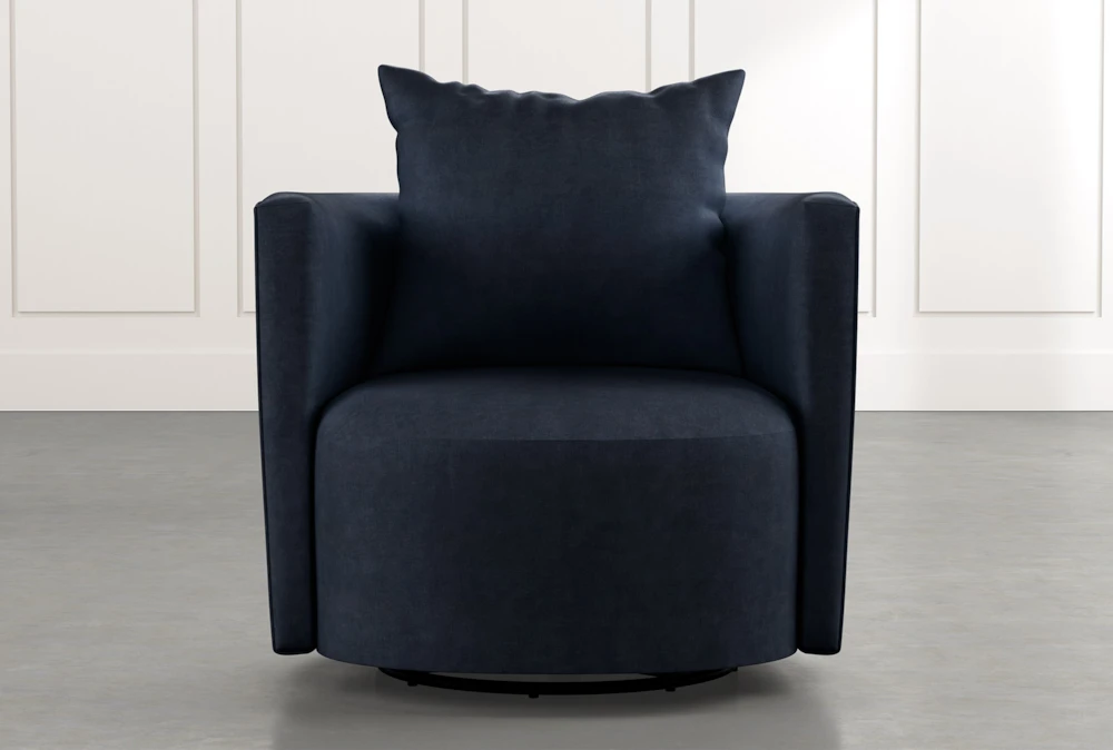 Twirl Navy Blue Swivel Accent Chair