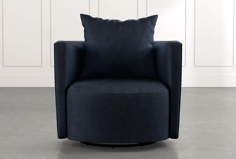 Twirl Navy Blue Swivel Accent Chair - 360
