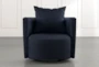 Twirl Navy Blue Swivel Accent Chair - Front