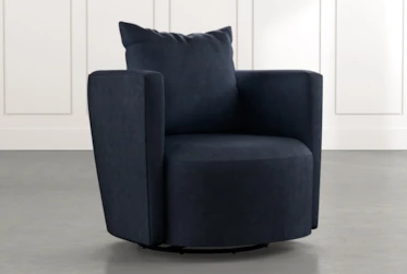 Twirl Navy Blue Swivel Accent Chair