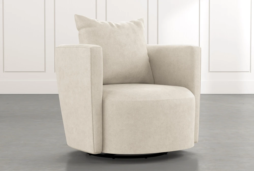 Twirl Beige Swivel Accent Chair | Living Spaces