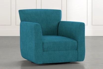 Revolve Teal Swivel Accent Chair Living Spaces