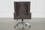 Grey Tufted Swivel Desk Chair - Front