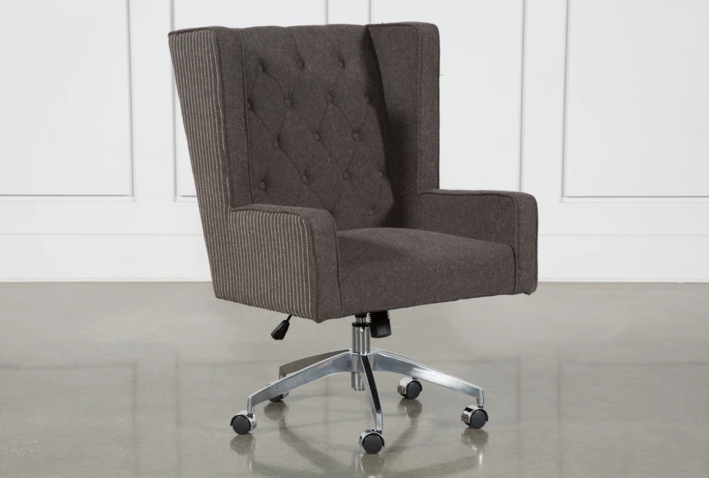 Grey Tufted Swivel Desk Chair