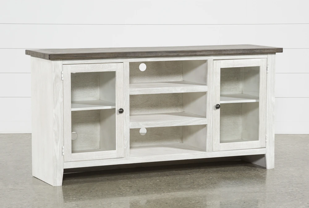 Dixon White 65" Farmhouse TV Stand With Glass Doors