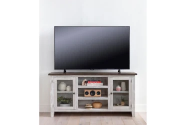Dixon White 65 Inch Tv Stand With Glass Doors