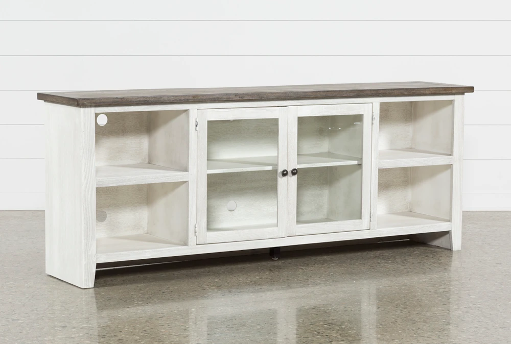 Dixon White 84 Inch TV Stand With Glass Doors