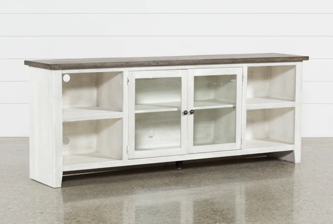 Dixon White 84 Inch TV Stand With Glass Doors - 360
