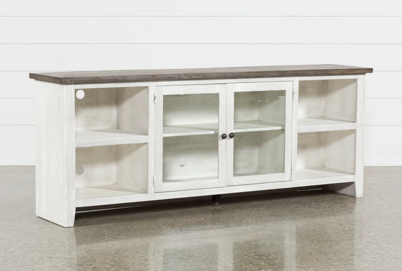 Dixon White 84" Farmhouse TV Stand With Glass Doors - 360