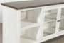 Dixon White 84" Farmhouse TV Stand With Glass Doors - Detail