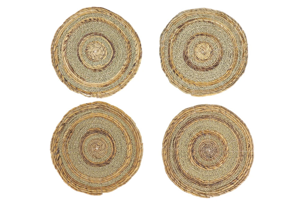 Set Of 4 Light Woven Round Placemat