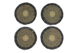 Set Of 4 Dark Woven Round Placemat