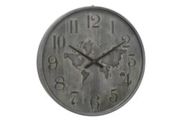 Round Metal Grey Wall Clock