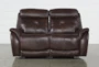 Shane Leather Power Reclining Glider 68" Loveseat With Power Headrest - Front