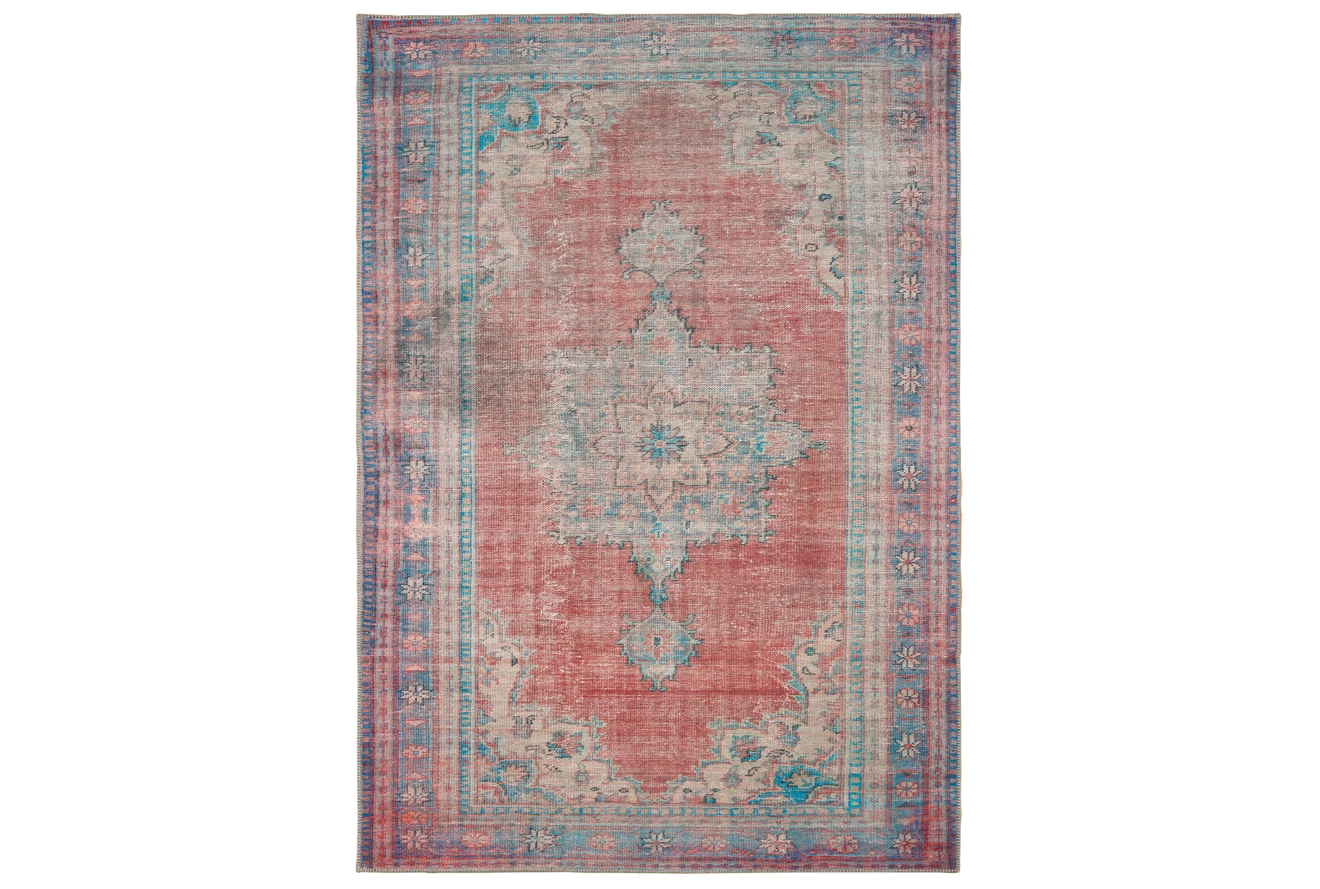 Round Traditional Oriental Distressed Blue Area Rug **FREE SHIPPING** 