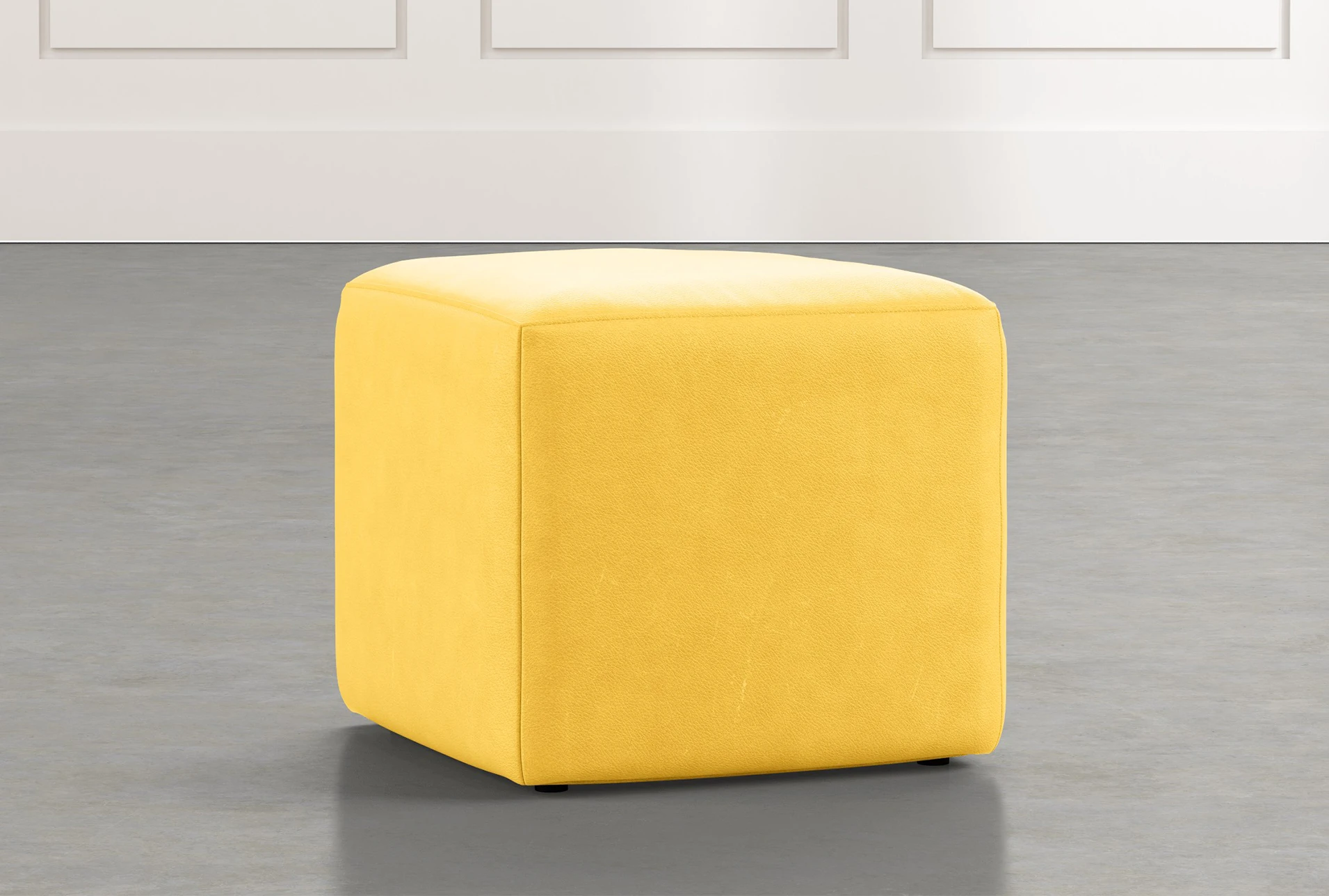 Loft Yellow Leather Ottoman Living Spaces