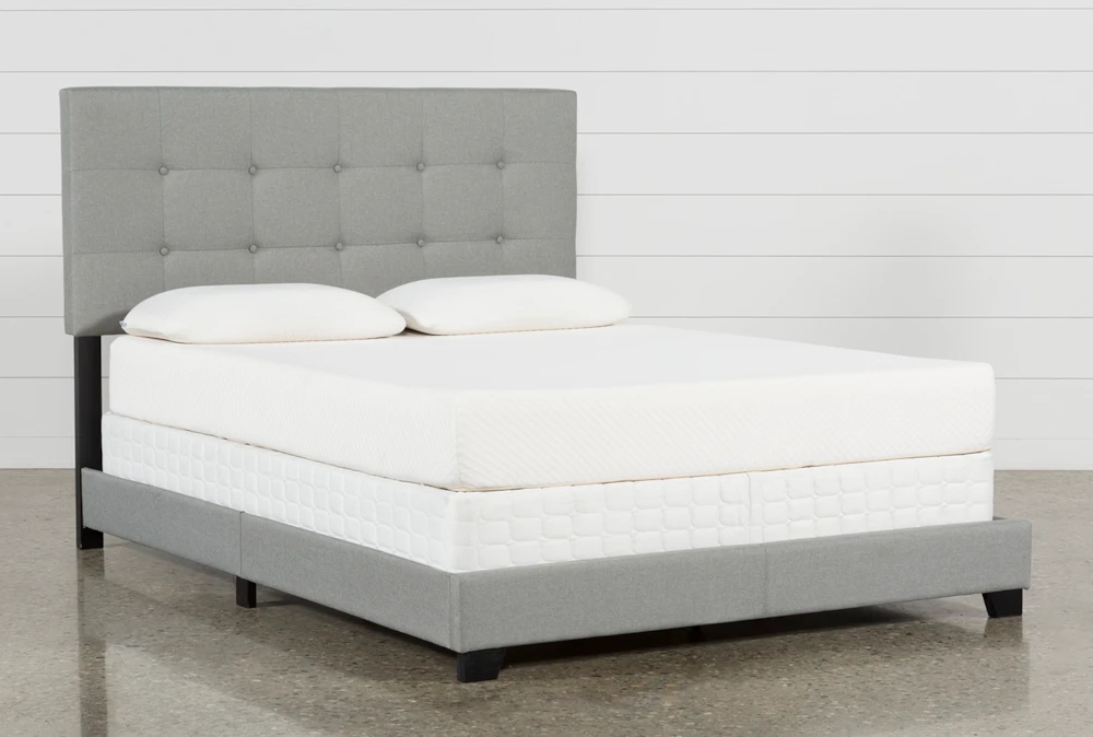 Amelia Queen Grey Upholstered Panel Bed
