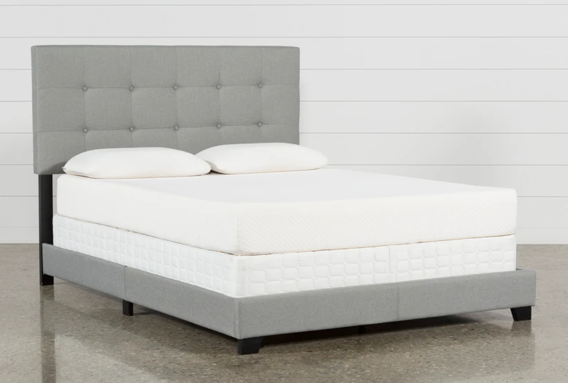 Amelia Queen Grey Upholstered Panel Bed - 360