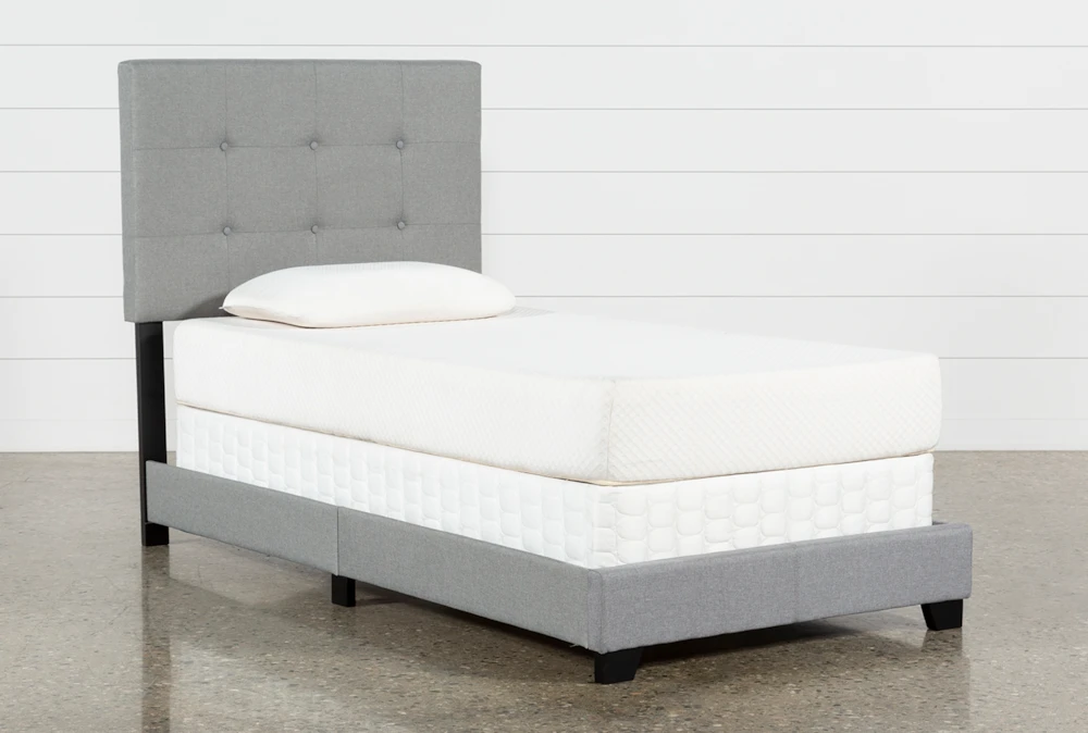 Amelia Twin Grey Upholstered Panel Bed
