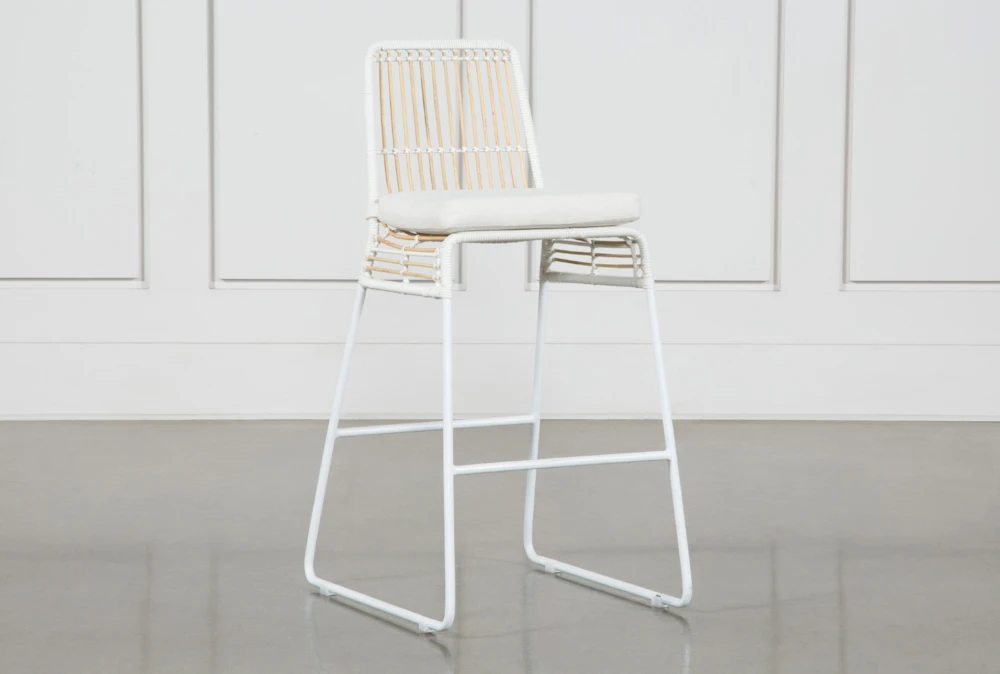 Rattan 39" Counter Stool White Frame Living Spaces
