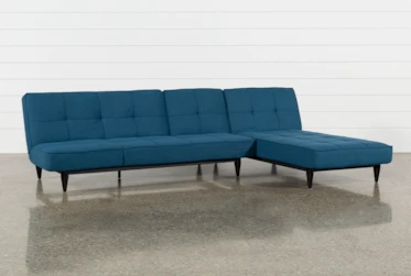 Paige Blue 120" Convertible Sofa With Chaise
