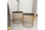 Gold Wire And Black Glass Accent Tables-Set Of 2 - Room