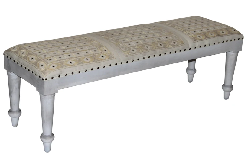 Natural Quilted White Wash Bench  - 360