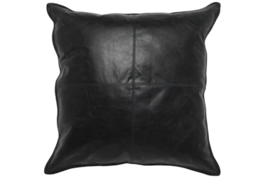 22X22 Black Pieced Leather Throw Pillow