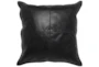 22X22 Black Pieced Leather Throw Pillow - Signature