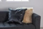 22X22 Black Pieced Leather Throw Pillow - Room