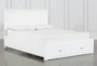 Larkin White California King Wood Panel Bed With Wood Storage - Signature