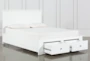 Larkin White California King Wood Panel Bed With Wood Storage - Storage