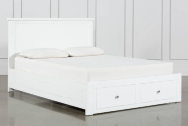 Larkin White Eastern King Panel Bed With Storage