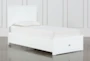 Larkin White Twin Wood Panel Bed With Wood Storage - Signature