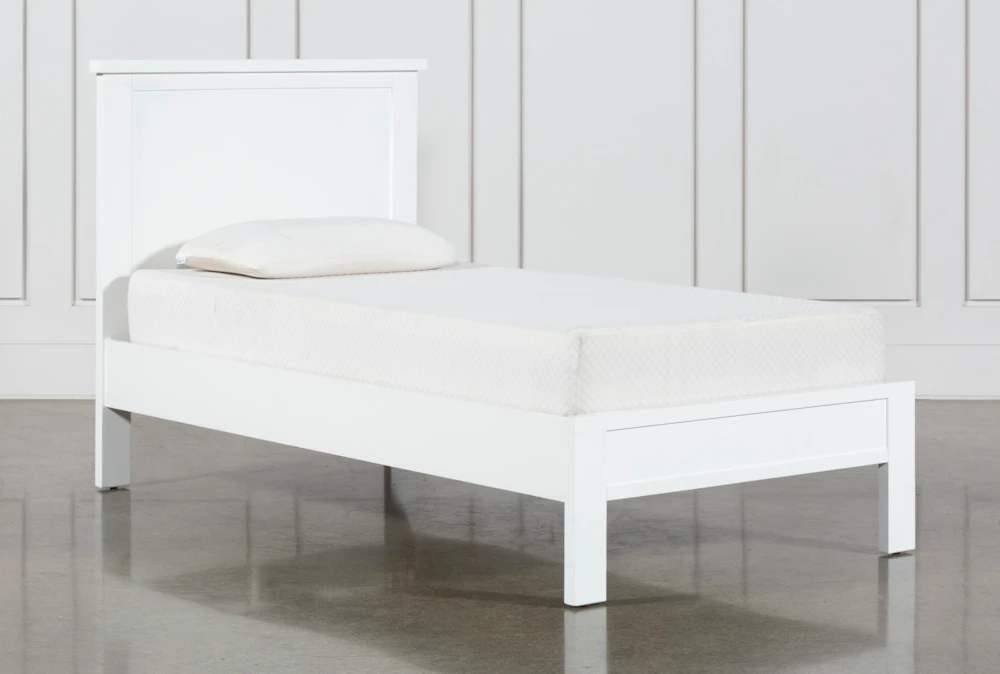 Larkin White Twin Wood Panel Bed