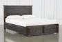 Larkin Espresso California King Wood Panel Bed With Wood Storage - Signature