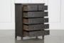 Dean Charcoal 3 Piece California King Upholstered Bedroom Set With Larkin Espresso Chest Of Drawers + Nightstand - Storage