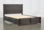 Larkin Espresso King Wood Panel Bed With Wood Storage - Slats