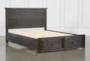 Larkin Espresso Queen Wood Panel Bed With Wood Storage - Slats