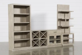 Pierce Natural 4 Piece Wall With Bookcase And Entertainment Piers