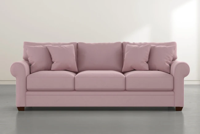 Cameron II 101" Pink Velvet Sofa - 360