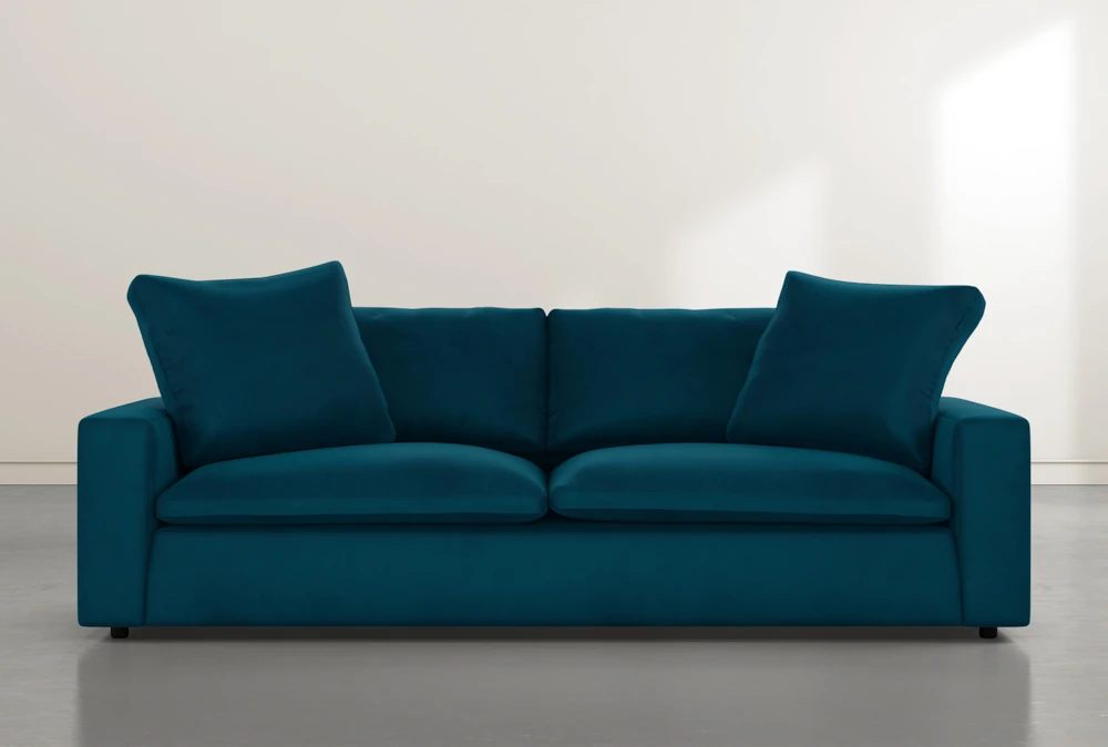 Utopia 96" Teal Blue Velvet Sofa | Living Spaces